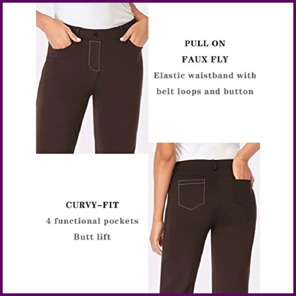 Stretchy Bootcut Dress Pants with Pockets for Office Work Business - Picture 6 of 8